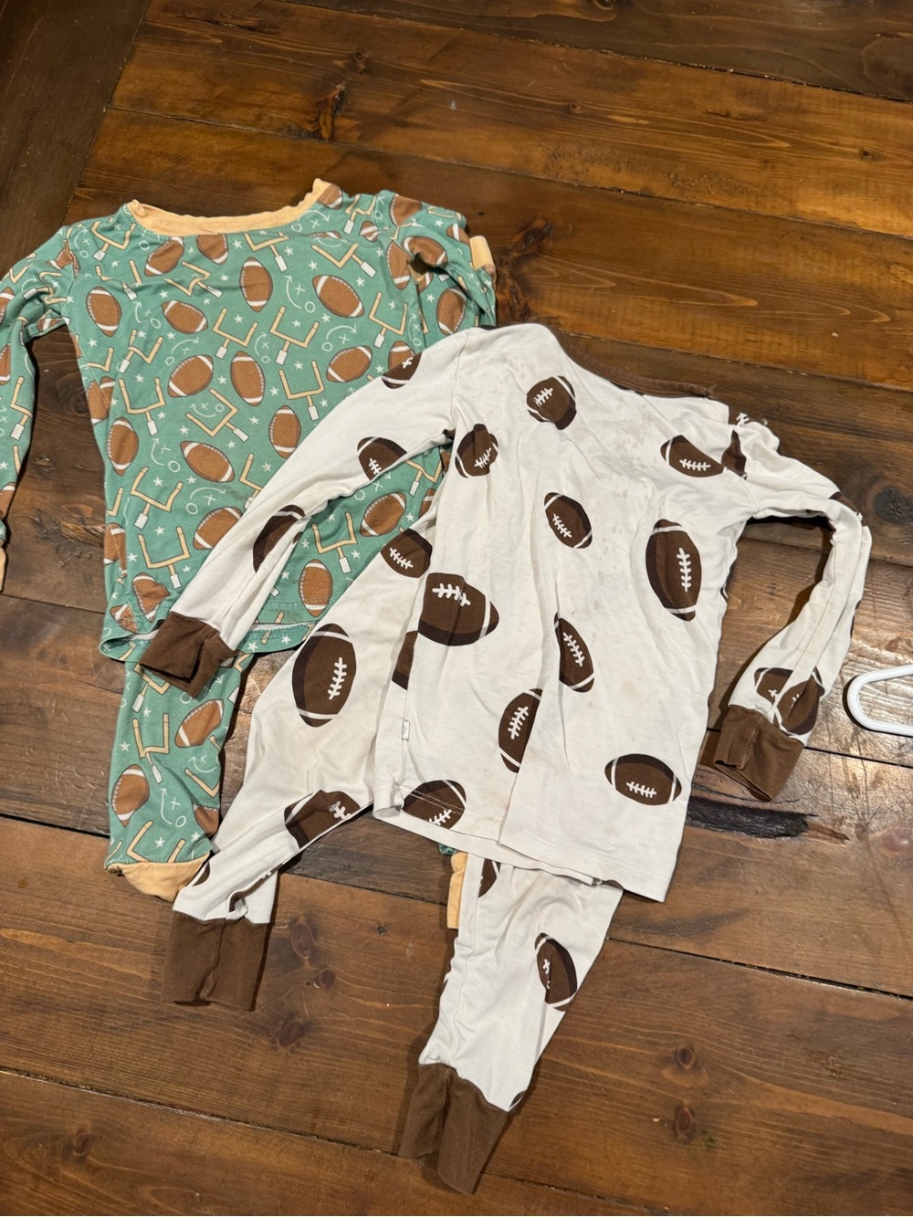 Toddler Football Print Pajama Set - Two Pair - SEE PHOTO STAINS